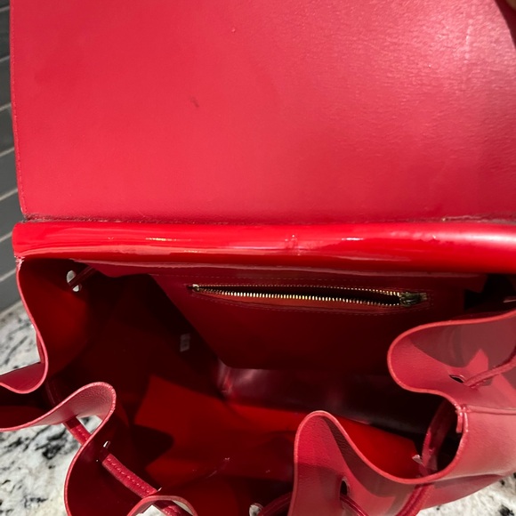 Mansur Gavriel Red Leather Backpack - Picture 12 of 13